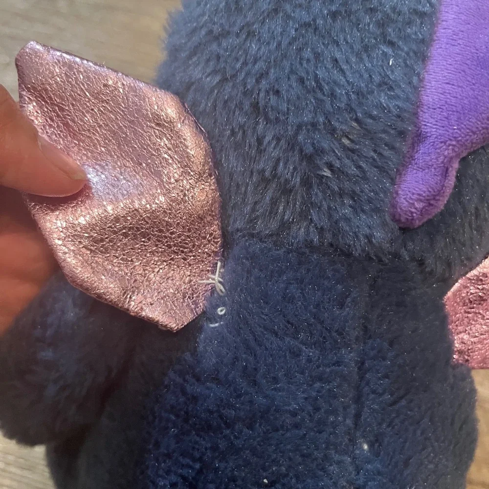 Russ Jazwares‎ Navy Blue Dragon Plush Metallic Pink Wings Purple Corduroy Belly